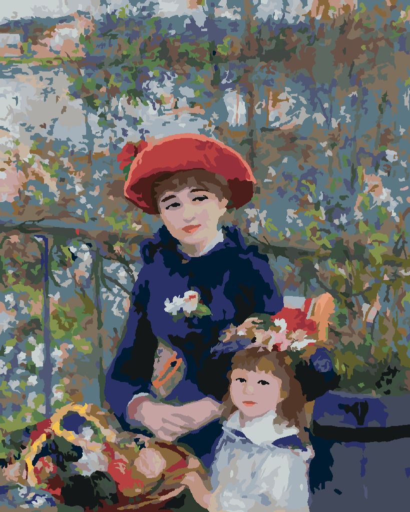 zuty Malování podle čísel - DVĚ SESTRY NA TERASE (PIERRE-AUGUSTE RENOIR) - Rozměr: 40x50 cm, Rámování: Varianta: bez rámu a bez vypnutí plátna - obrázek 6