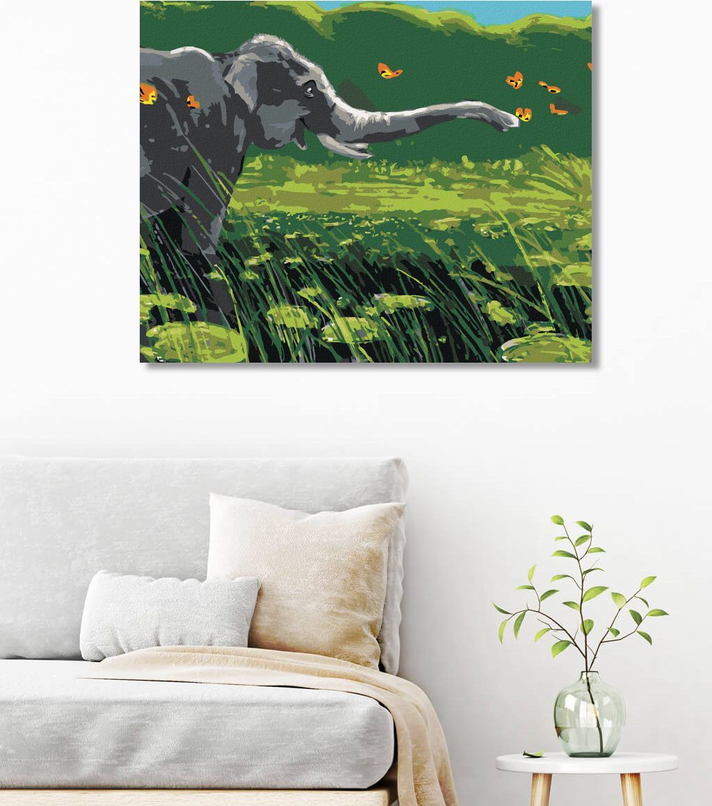 zuty Malování podle čísel - SLON A MOTÝLI - Rozměr: 40x50 cm, Rámování: Varianta: bez rámu a bez vypnutí plátna - obrázek 8