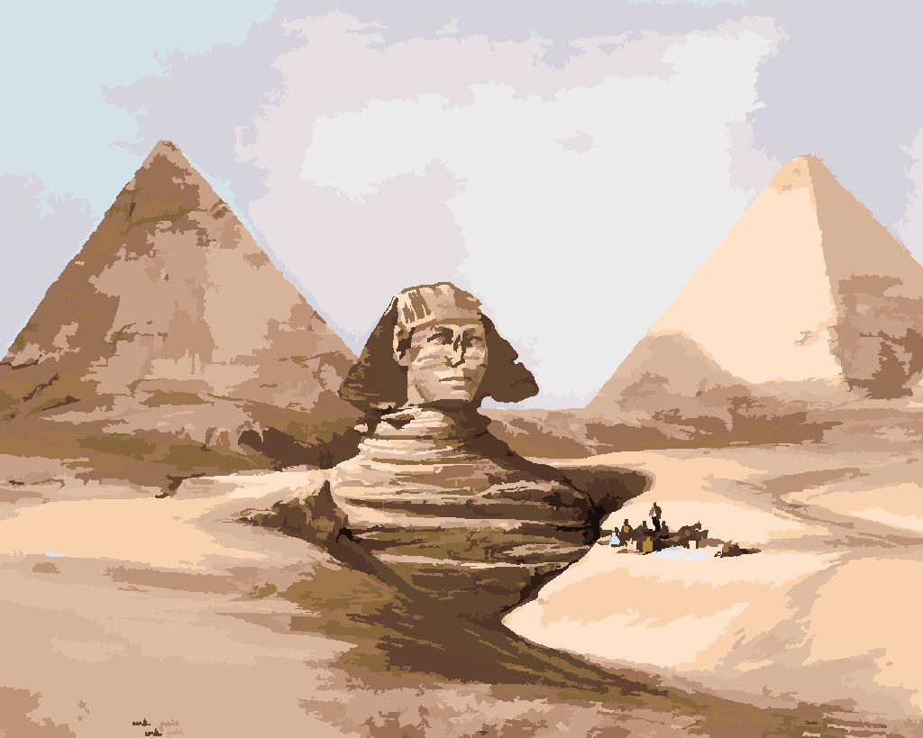 zuty Malování podle čísel - SFINGA A PYRAMIDY EGYPT - Rozměr: 40x50 cm, Rámování: Varianta: vypnuté plátno na rám - obrázek 5