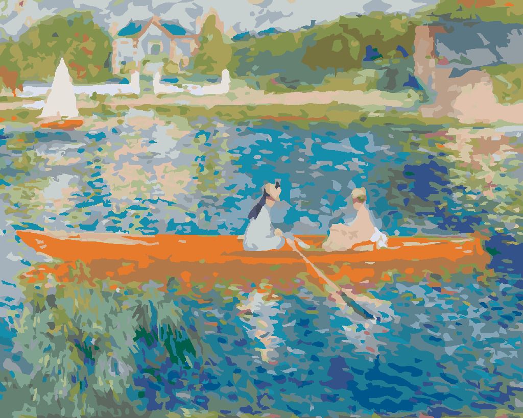 zuty Malování podle čísel - VYJÍŽĎKA PO SEINĚ (PIERRE-AUGUSTE RENOIR) - Rozměr: 40x50 cm, Rámování: Varianta: vypnuté plátno na rám - obrázek 7