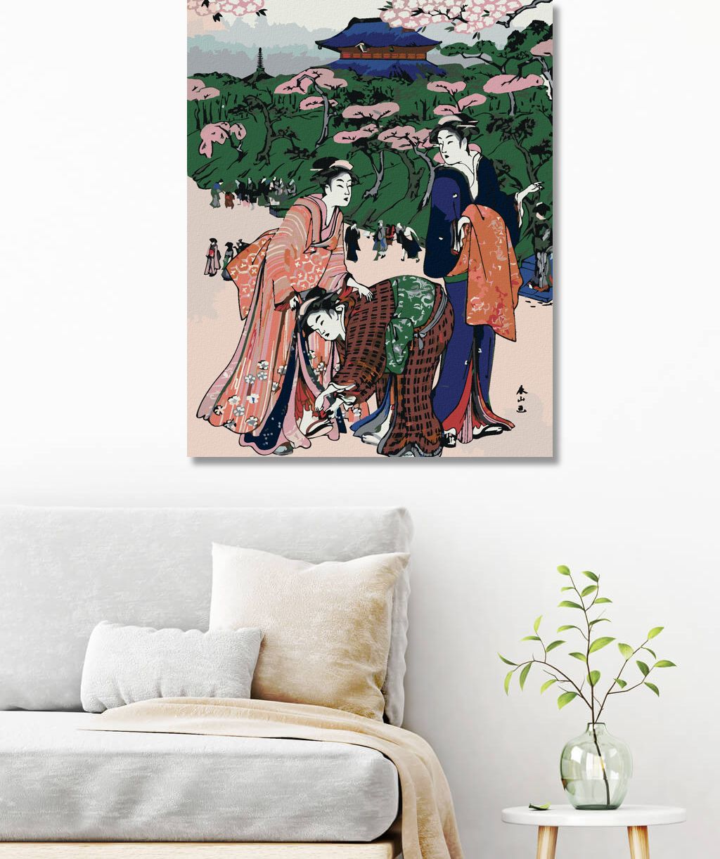 zuty Malování podle čísel - JAPONSKO A ROZKVETLÉ SAKURY - Rozměr: 40x50 cm, Rámování: Varianta: vypnuté plátno na rám - obrázek 2