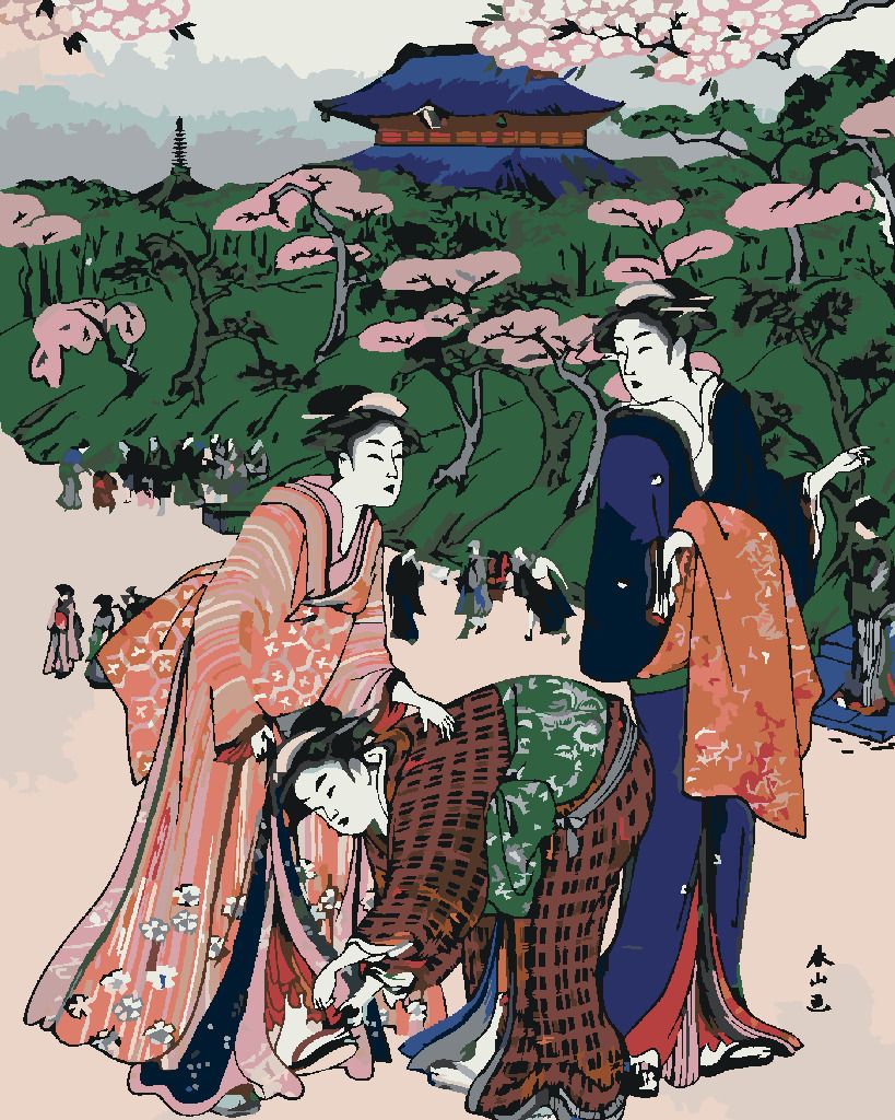 zuty Malování podle čísel - JAPONSKO A ROZKVETLÉ SAKURY - Rozměr: 40x50 cm, Rámování: Varianta: vypnuté plátno na rám - obrázek 4