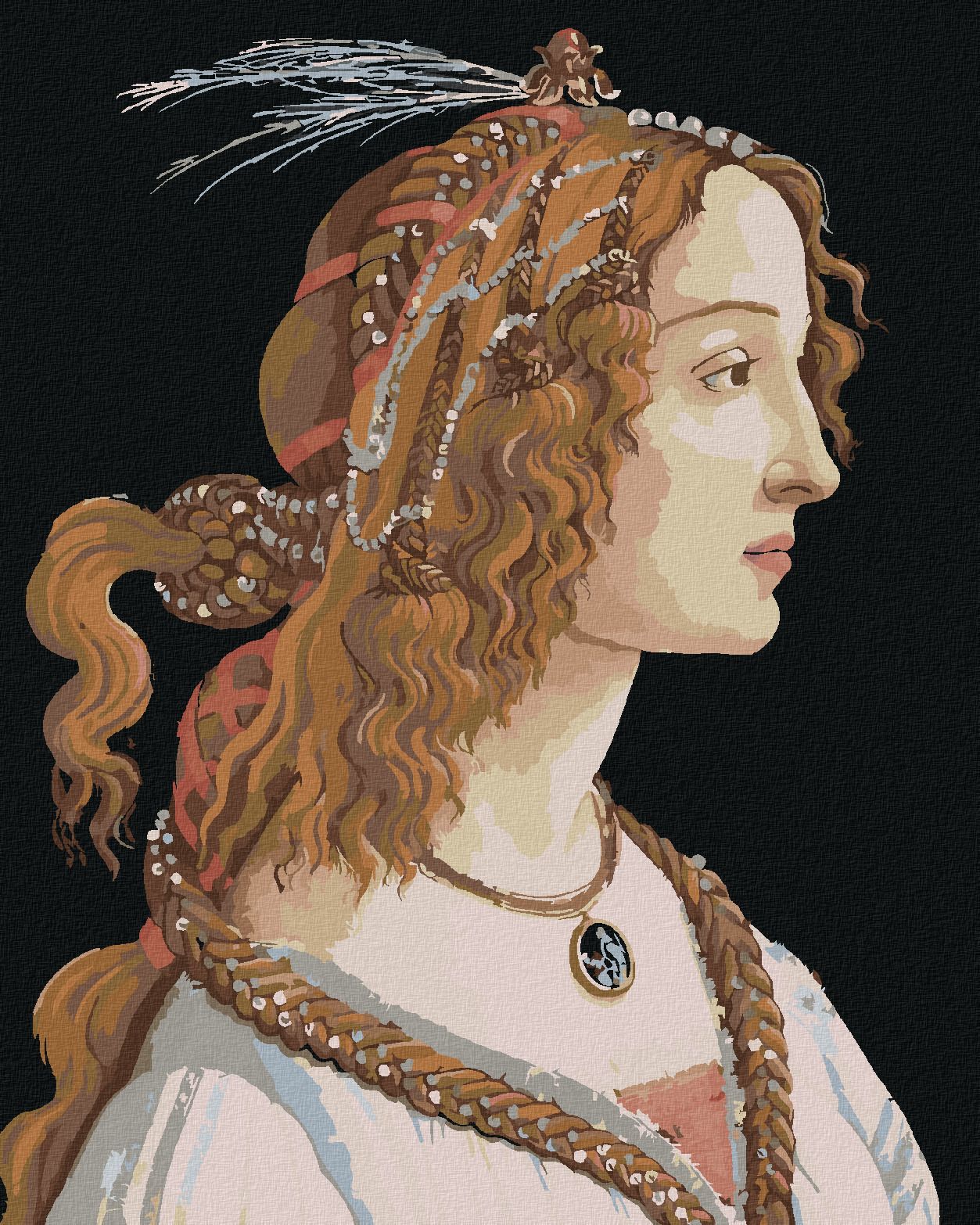 zuty Malování podle čísel - PORTRÉT DÁMY (SANDRO BOTTICELLI) - Rozměr: 40x50 cm, Rámování: Varianta: vypnuté plátno na rám - obrázek 1