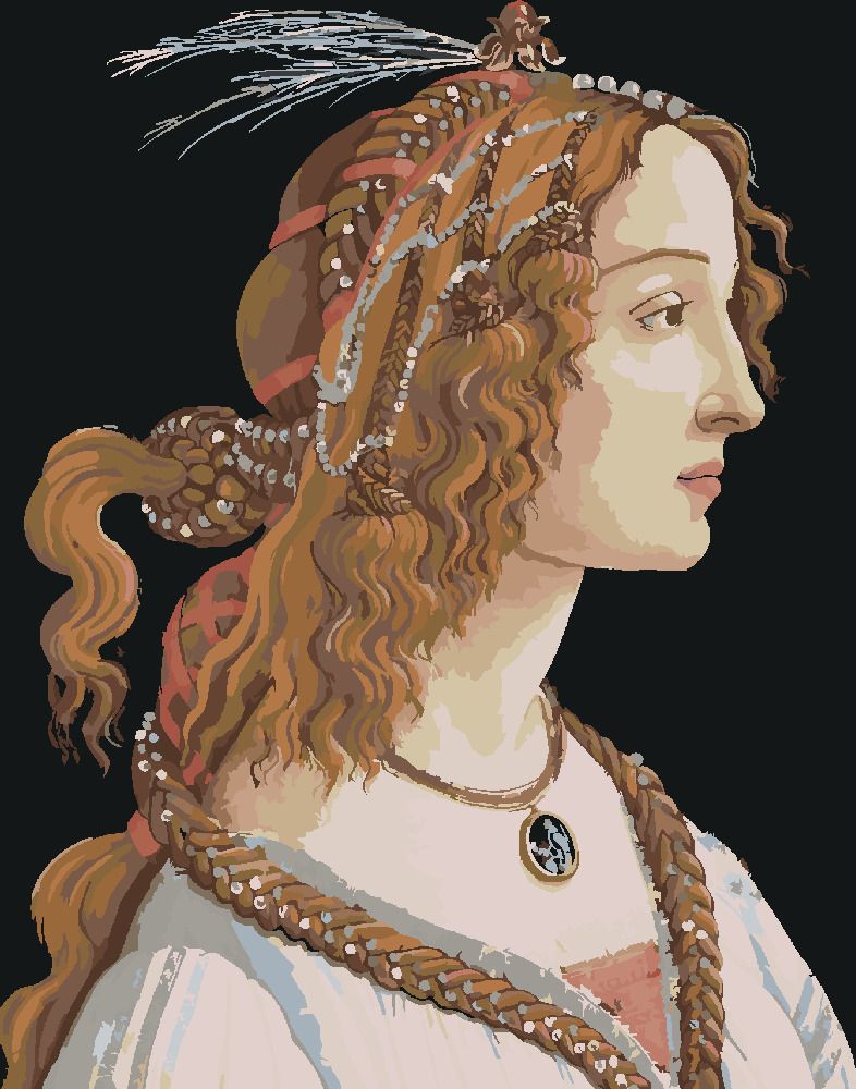 zuty Malování podle čísel - PORTRÉT DÁMY (SANDRO BOTTICELLI) - Rozměr: 40x50 cm, Rámování: Varianta: vypnuté plátno na rám - obrázek 2