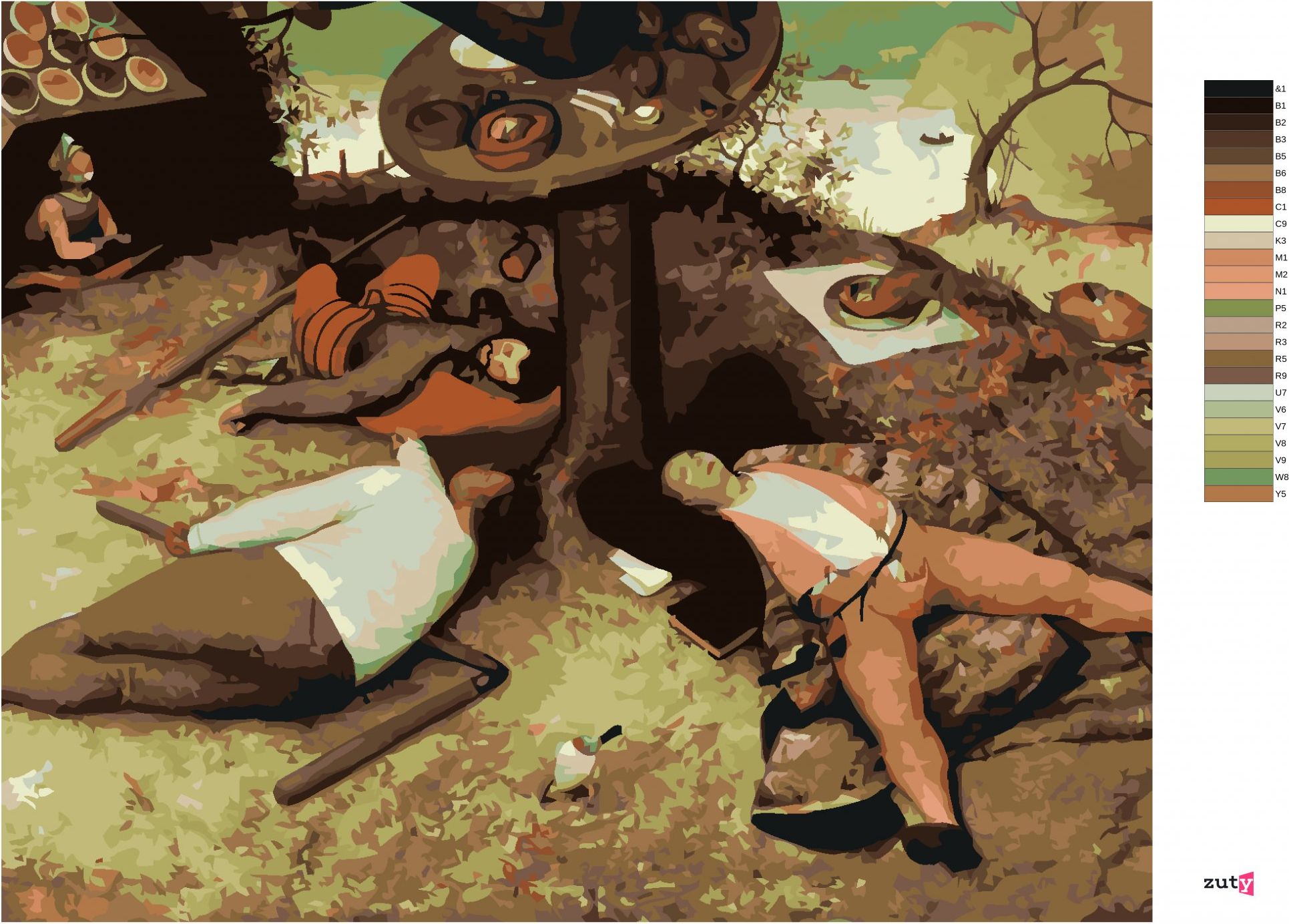 zuty Malování podle čísel - V ZEMI PECIVÁLŮ (PIETER BRUEGEL) - Rozměr: 40x50 cm, Rámování: Varianta: bez rámu a bez vypnutí plátna - obrázek 2