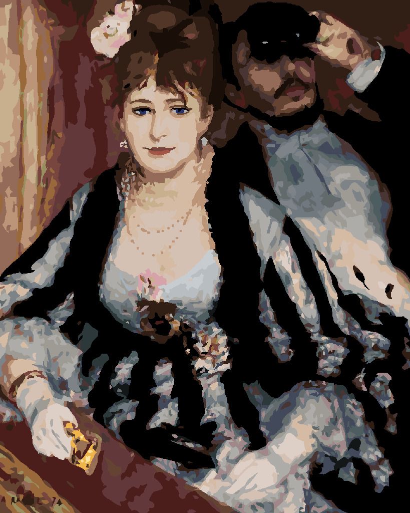 zuty Malování podle čísel - DIVADELNÍ LÓŽE (PIERRE-AUGUSTE RENOIR) - Rozměr: 40x50 cm, Rámování: Varianta: bez rámu a bez vypnutí plátna - obrázek 2