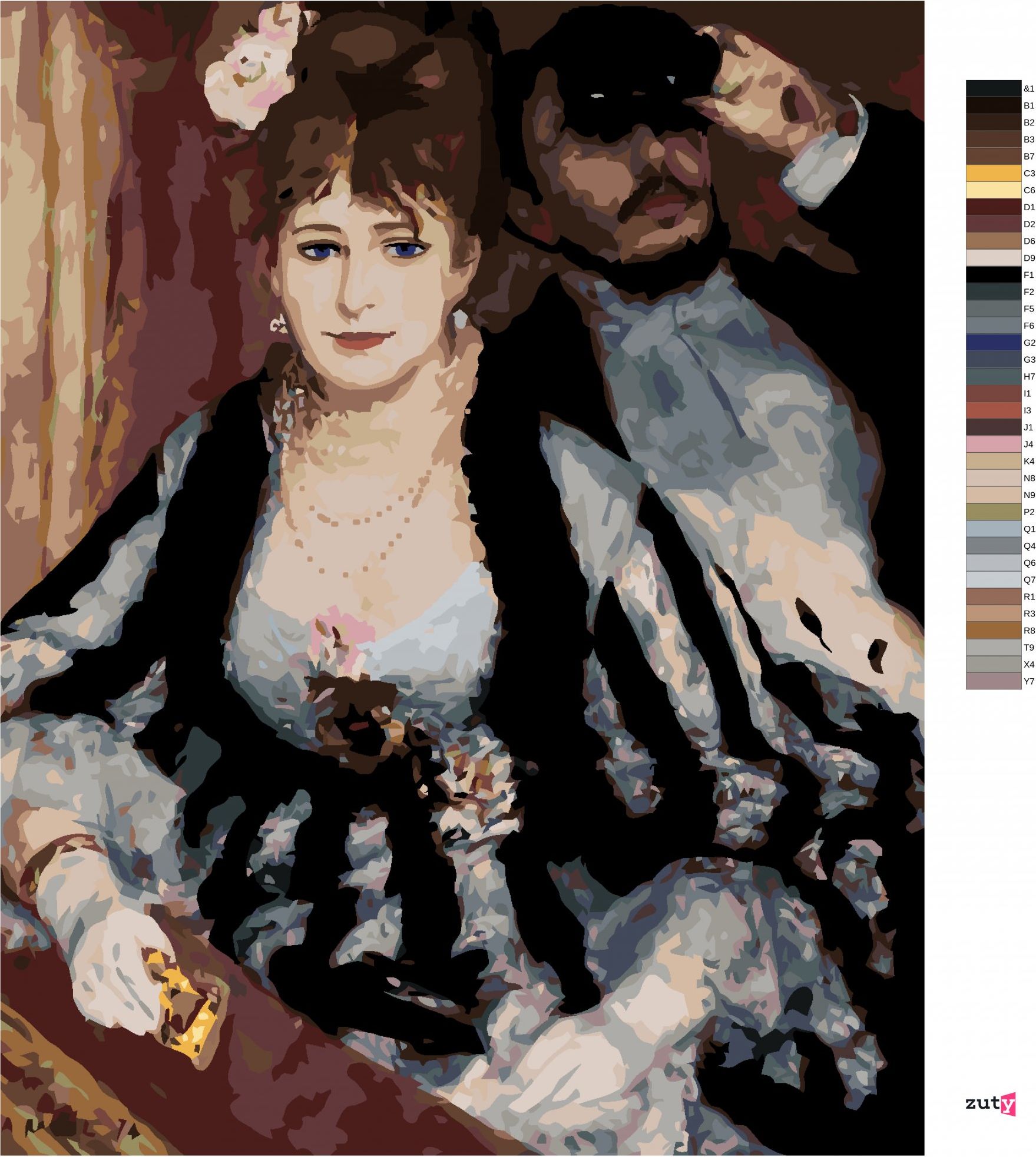 zuty Malování podle čísel - DIVADELNÍ LÓŽE (PIERRE-AUGUSTE RENOIR) - Rozměr: 40x50 cm, Rámování: Varianta: vypnuté plátno na rám - obrázek 3