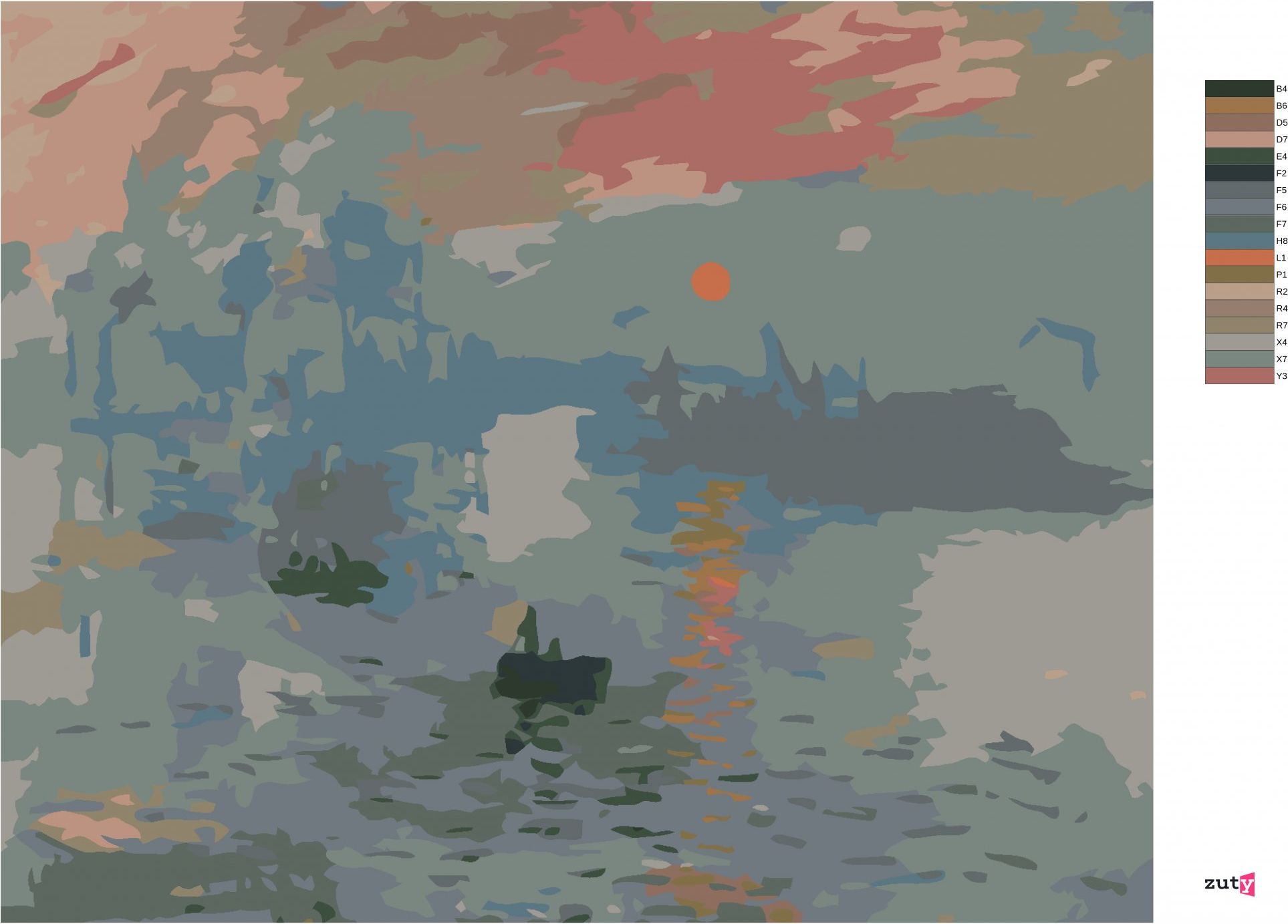 zuty Malování podle čísel - DOJEM, VÝCHOD SLUNCE (CLAUDE MONET) - Rozměr: 40x50 cm, Rámování: Varianta: vypnuté plátno na rám - obrázek 6