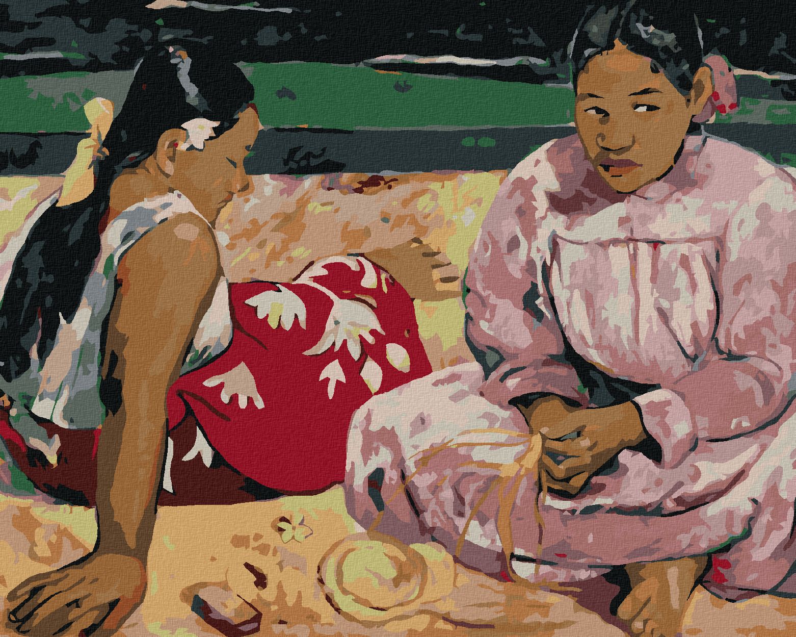 zuty Malování podle čísel - TAHIŤANKY NA PLÁŽI (PAUL GAUGUIN) - Rozměr: 40x50 cm, Rámování: Varianta: vypnuté plátno na rám - obrázek 1