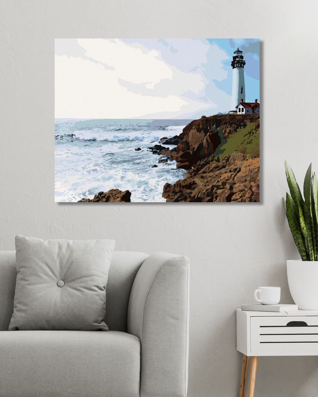 zuty Malování podle čísel - MAJÁK NA SKÁLE A VLNY - Rozměr: 40x50 cm, Rámování: Varianta: bez rámu a bez vypnutí plátna - obrázek 6