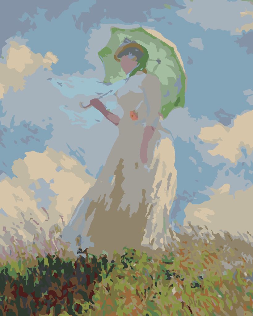 zuty Malování podle čísel - ŽENA SE SLUNEČNÍKEM OTOČENÁ VLEVO (CLAUDE MONET) - Rozměr: 40x50 cm, Rámování: Varianta: vypnuté plátno na rám - obrázek 9