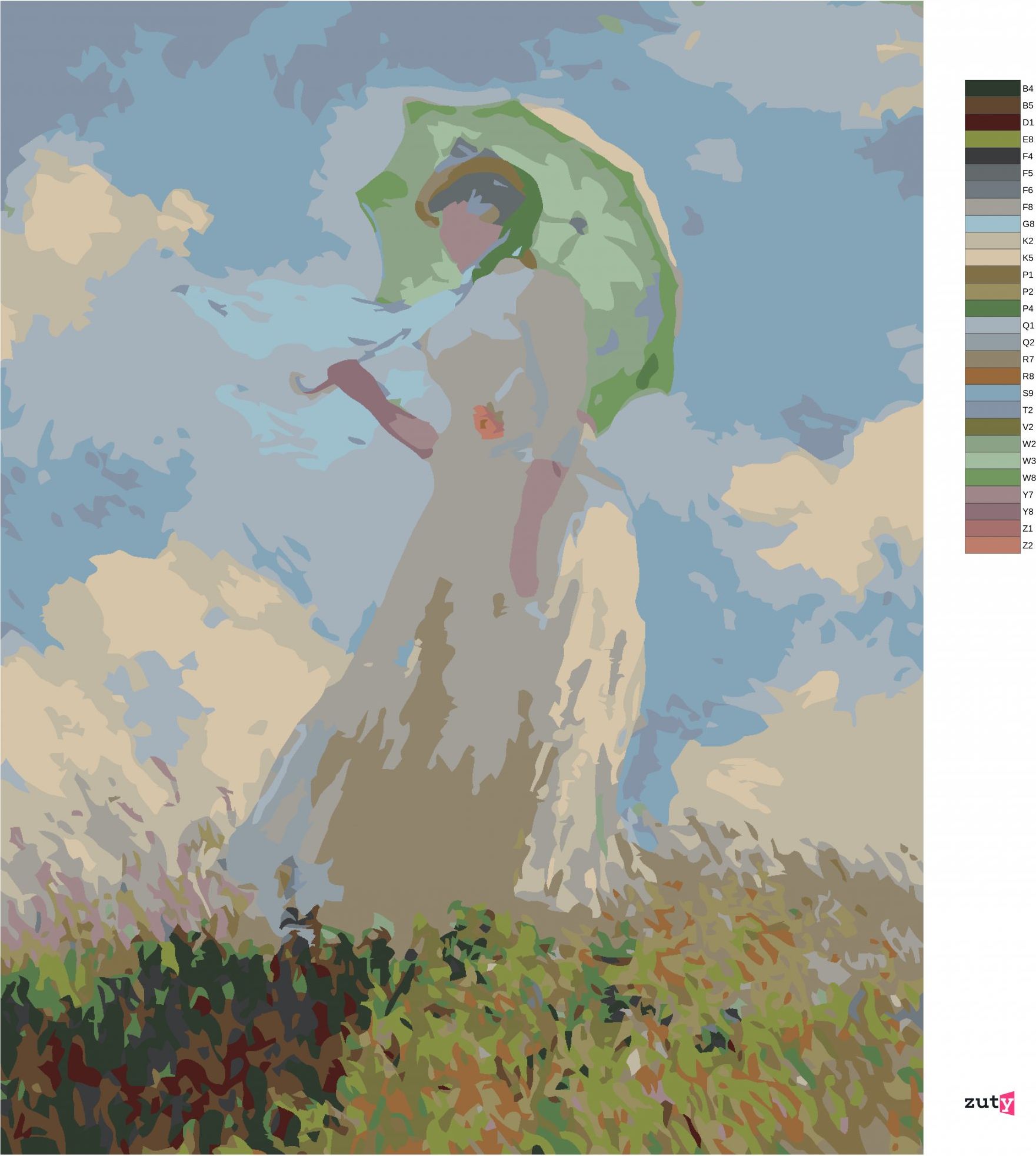 zuty Malování podle čísel - ŽENA SE SLUNEČNÍKEM OTOČENÁ VLEVO (CLAUDE MONET) - Rozměr: 40x50 cm, Rámování: Varianta: vypnuté plátno na rám - obrázek 10