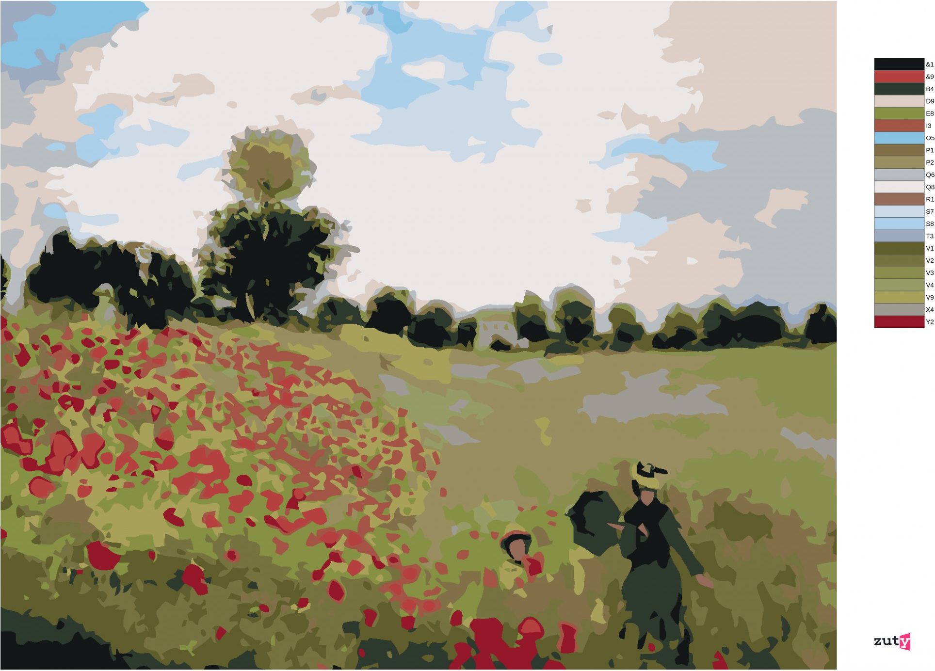 zuty Malování podle čísel - VLČÍ MÁKY (CLAUDE MONET) - Rozměr: 40x50 cm, Rámování: Varianta: vypnuté plátno na rám - obrázek 8