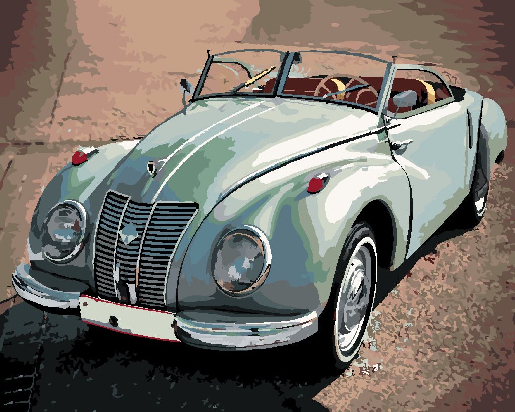 zuty Malování podle čísel - ZELENÉ AUTO AUDI - Rozměr: 40x50 cm, Rámování: Varianta: bez rámu a bez vypnutí plátna - obrázek 2