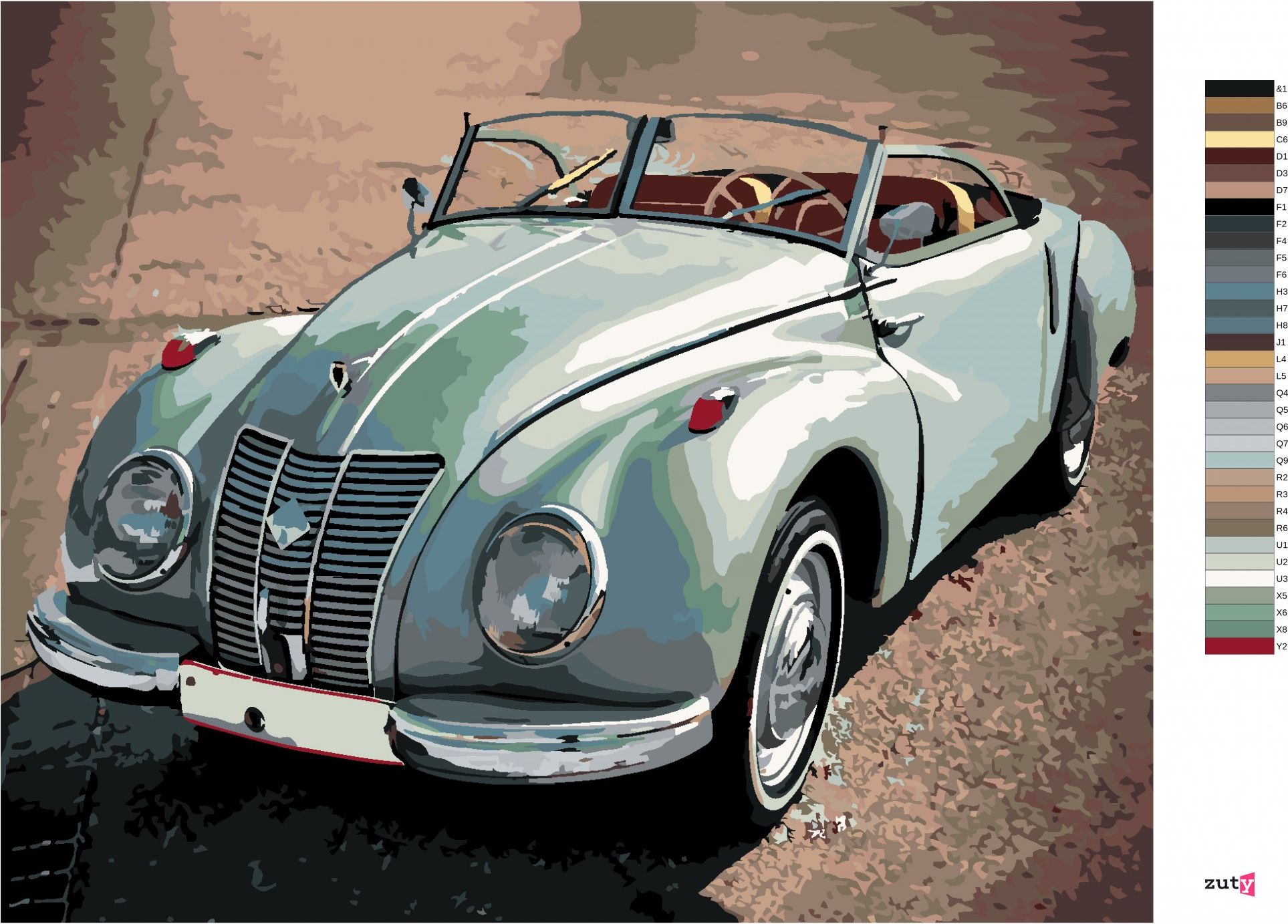 zuty Malování podle čísel - ZELENÉ AUTO AUDI - Rozměr: 40x50 cm, Rámování: Varianta: bez rámu a bez vypnutí plátna - obrázek 6