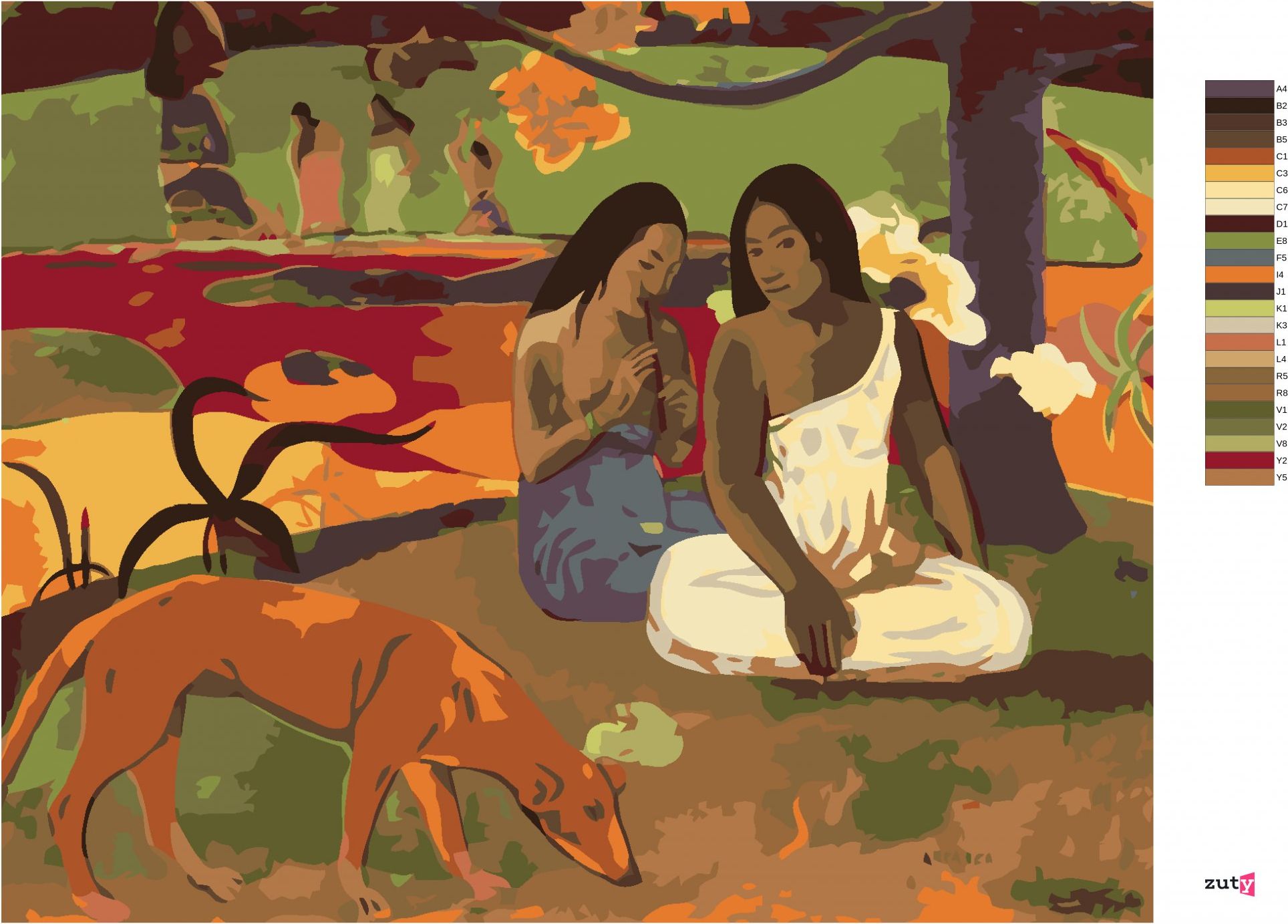 zuty Malování podle čísel - AREAREA (PAUL GAUGUIN) - Rozměr: 40x50 cm, Rámování: Varianta: vypnuté plátno na rám - obrázek 6