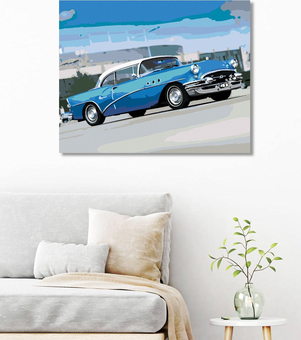 zuty Malování podle čísel - STARŠÍ MODRÉ AUTO - Rozměr: 40x50 cm, Rámování: Varianta: bez rámu a bez vypnutí plátna - obrázek 5