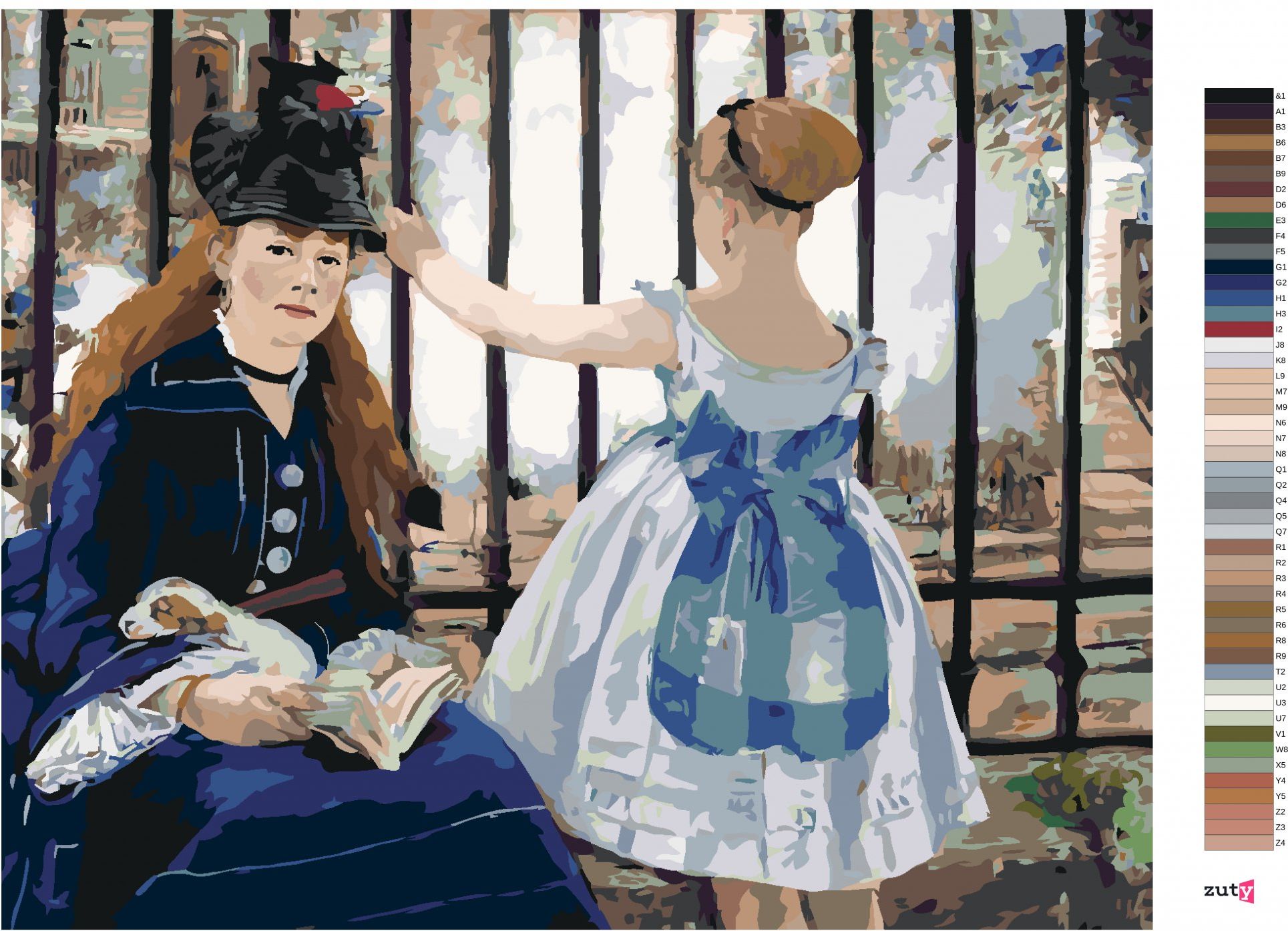 zuty Malování podle čísel - U ŽELEZNICE (ÉDOUARD MANET) - Rozměr: 40x50 cm, Rámování: Varianta: vypnuté plátno na rám - obrázek 4