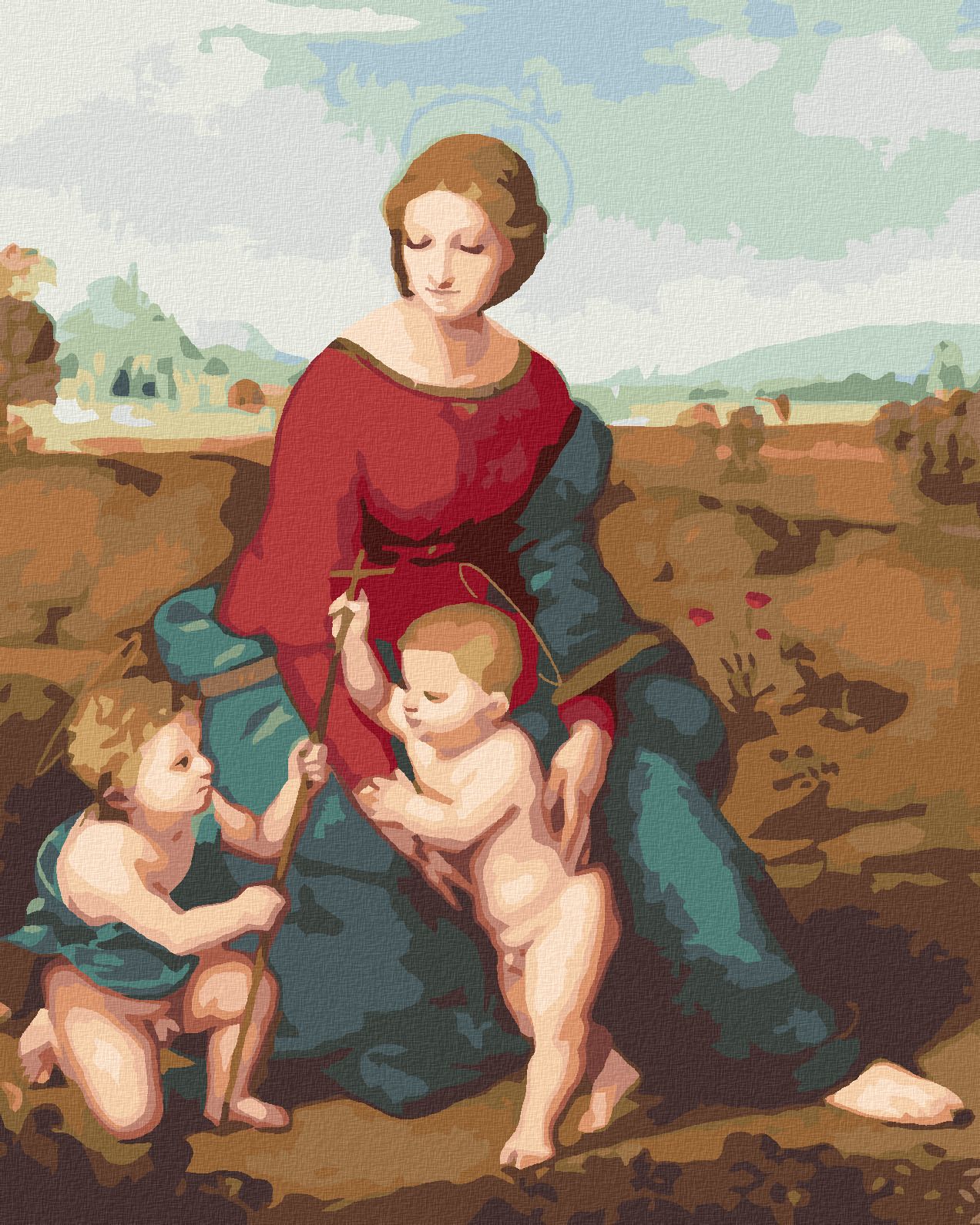 zuty Malování podle čísel - MADONA V ZELENI (RAFFAELLO SANTI) - Rozměr: 40x50 cm, Rámování: Varianta: bez rámu a bez vypnutí plátna - obrázek 1