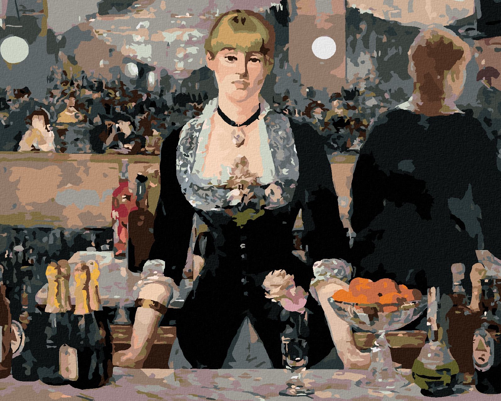 zuty Malování podle čísel - BAR VE FOLIES BERGÈRE (ÉDOUARD MANET) - Rozměr: 40x50 cm, Rámování: Varianta: vypnuté plátno na rám - obrázek 1