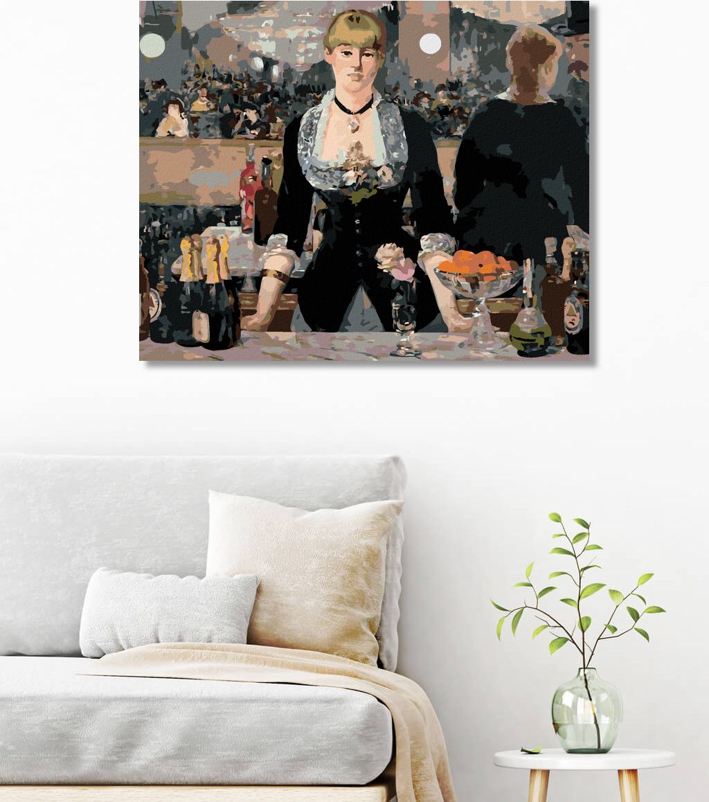zuty Malování podle čísel - BAR VE FOLIES BERGÈRE (ÉDOUARD MANET) - Rozměr: 40x50 cm, Rámování: Varianta: vypnuté plátno na rám - obrázek 5