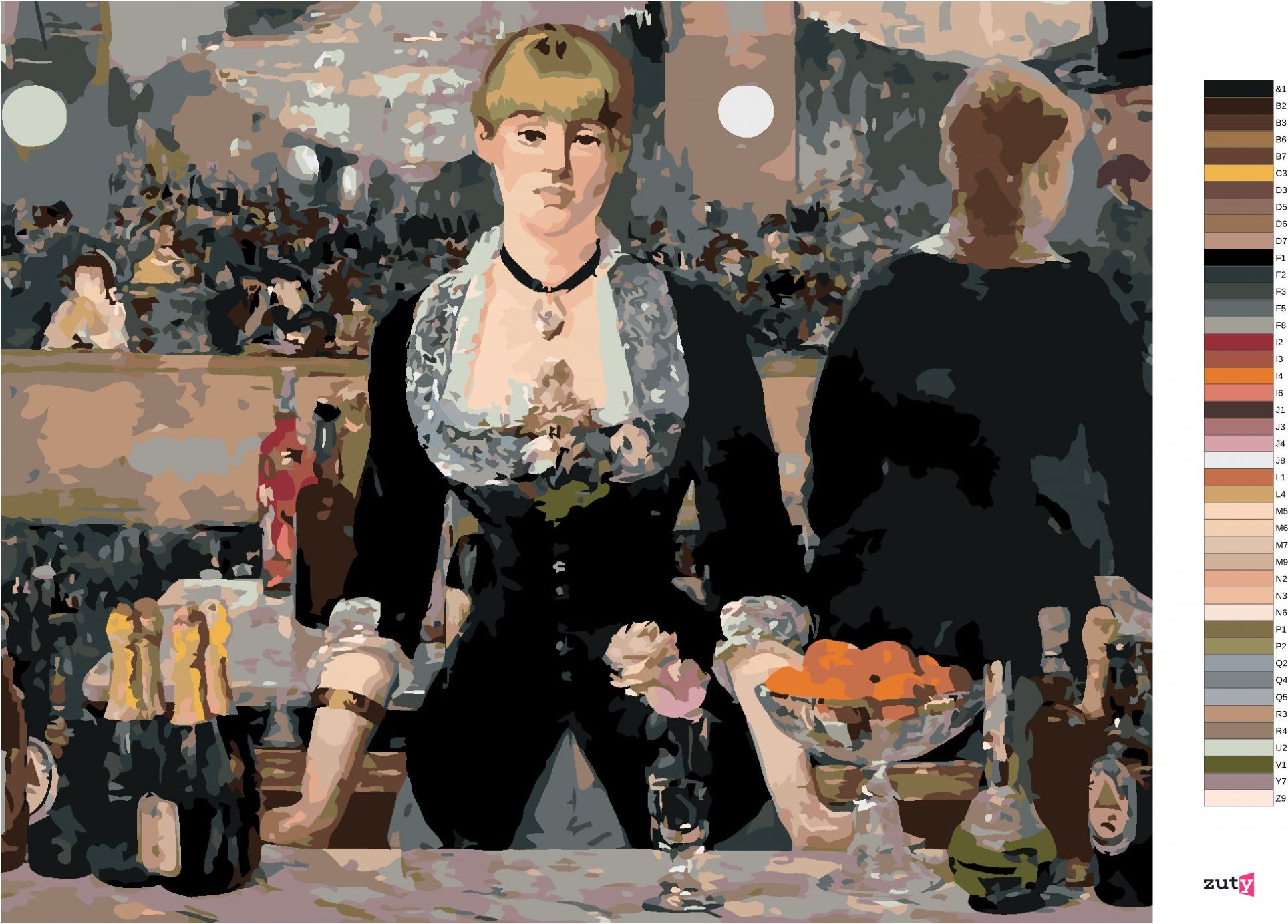 zuty Malování podle čísel - BAR VE FOLIES BERGÈRE (ÉDOUARD MANET) - Rozměr: 40x50 cm, Rámování: Varianta: vypnuté plátno na rám - obrázek 8