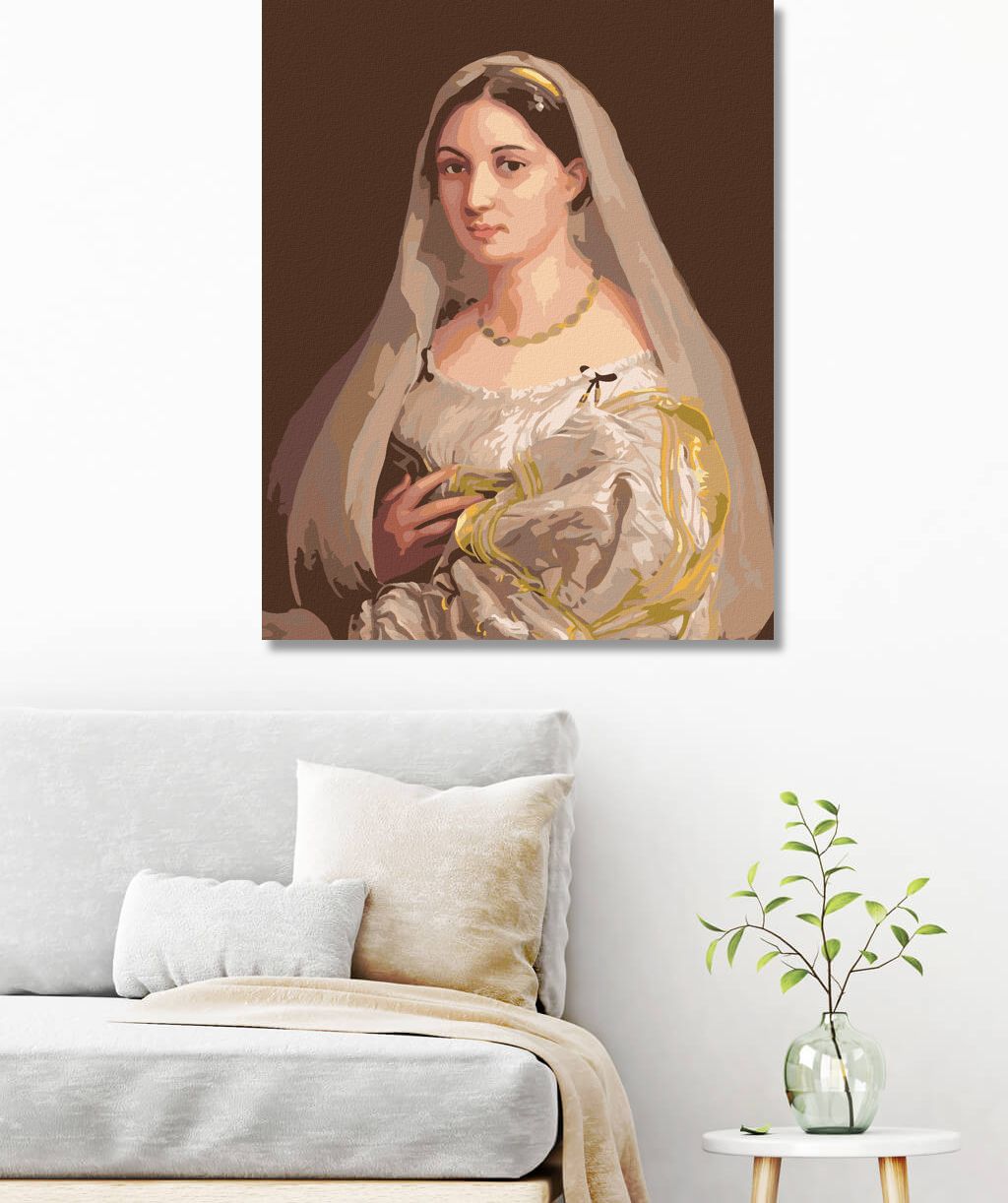 zuty Malování podle čísel - DÁMA SE ZÁVOJEM (RAFFAELLO SANTI) - Rozměr: 40x50 cm, Rámování: Varianta: bez rámu a bez vypnutí plátna - obrázek 6