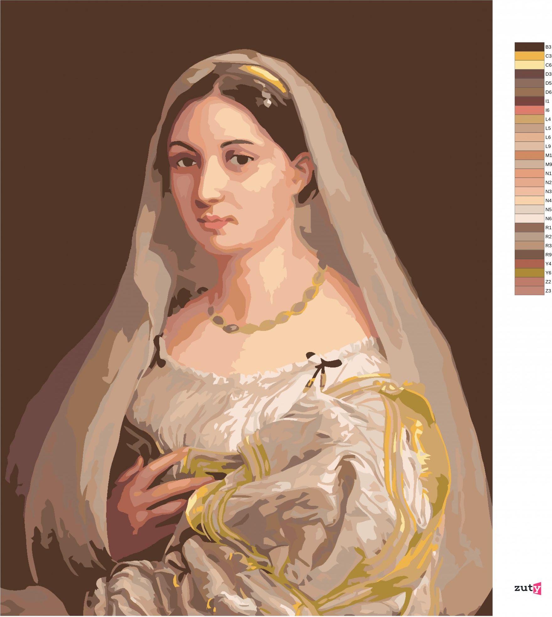 zuty Malování podle čísel - DÁMA SE ZÁVOJEM (RAFFAELLO SANTI) - Rozměr: 40x50 cm, Rámování: Varianta: vypnuté plátno na rám - obrázek 7