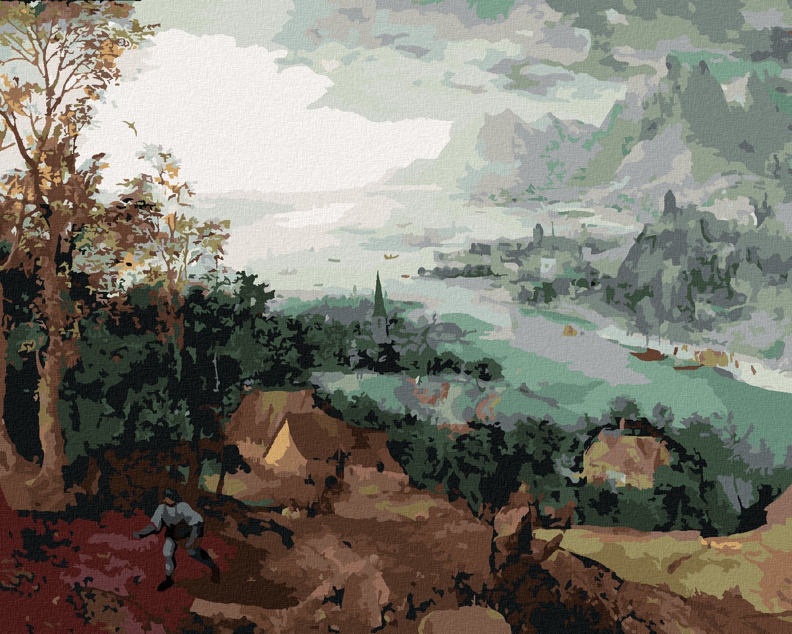 zuty Malování podle čísel - KRAJINA S ROZSÉVAČEM (PIETER BRUEGEL) - Rozměr: 40x50 cm, Rámování: Varianta: vypnuté plátno na rám - obrázek 1