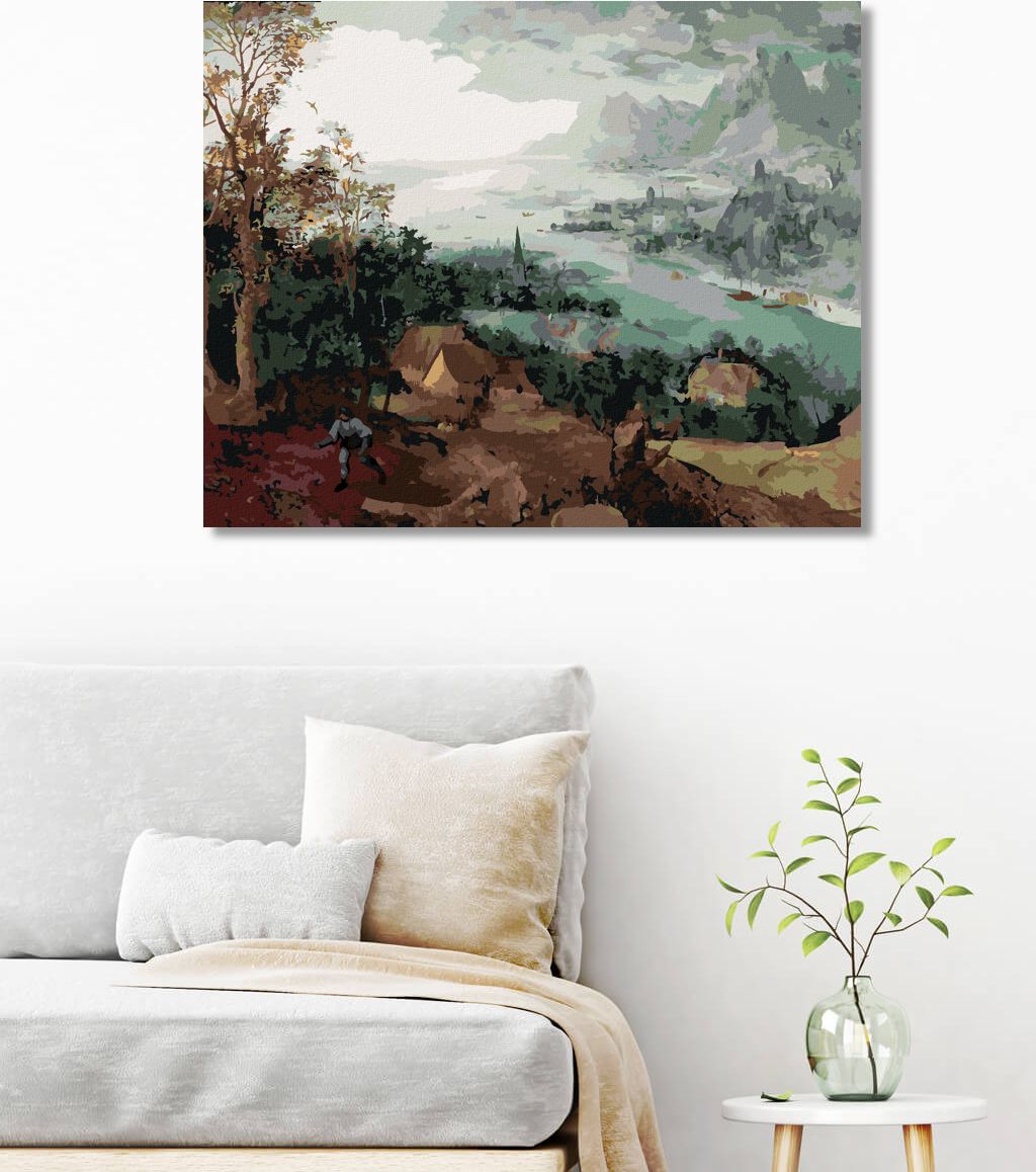 zuty Malování podle čísel - KRAJINA S ROZSÉVAČEM (PIETER BRUEGEL) - Rozměr: 40x50 cm, Rámování: Varianta: vypnuté plátno na rám - obrázek 4