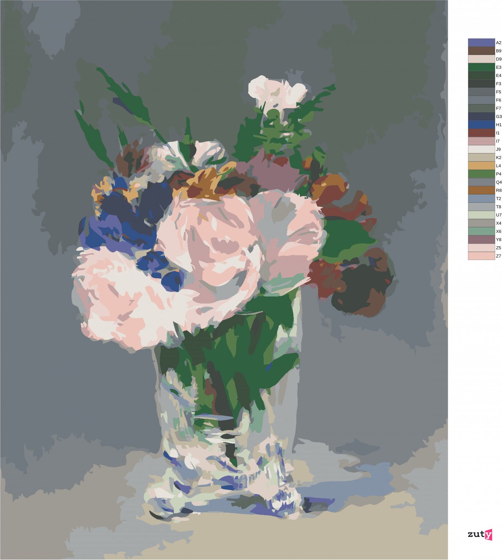 zuty Malování podle čísel - KVĚTINY V KŘIŠŤÁLOVÉ VÁZE (ÉDOUARD MANET) - Rozměr: 40x50 cm, Rámování: Varianta: vypnuté plátno na rám - obrázek 6