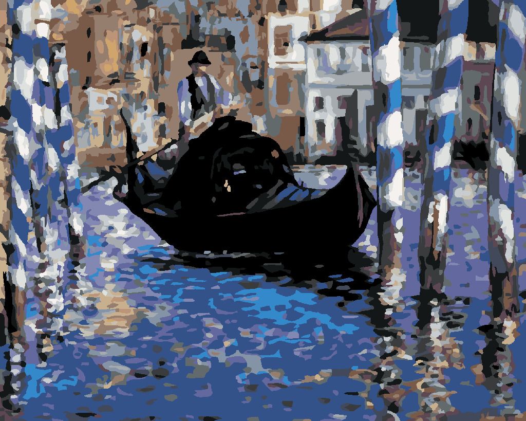 zuty Malování podle čísel - VELKÝ KANÁL V BENÁTKÁCH (ÉDOUARD MANET) - Rozměr: 40x50 cm, Rámování: Varianta: vypnuté plátno na rám - obrázek 3