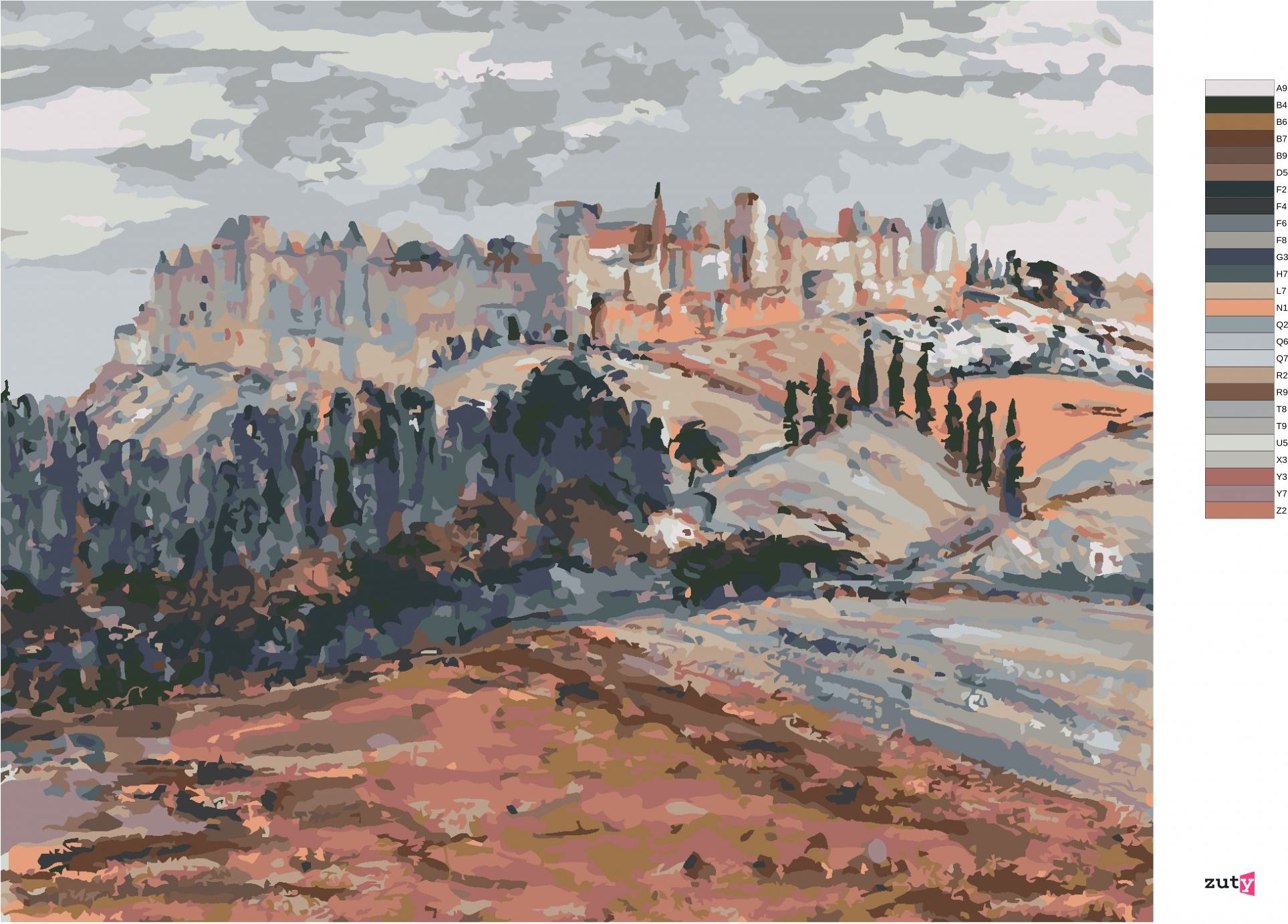 zuty Malování podle čísel - OPEVNĚNÝ HRAD (GEORGETTE AGUTTE) - Rozměr: 40x50 cm, Rámování: Varianta: vypnuté plátno na rám - obrázek 6