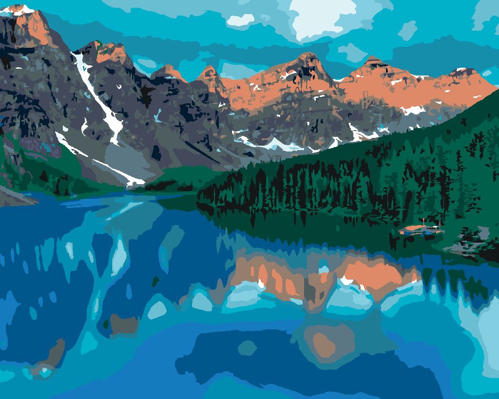 zuty Malování podle čísel - JEZERO A HORY - Rozměr: 40x50 cm, Rámování: Varianta: vypnuté plátno na rám - obrázek 2