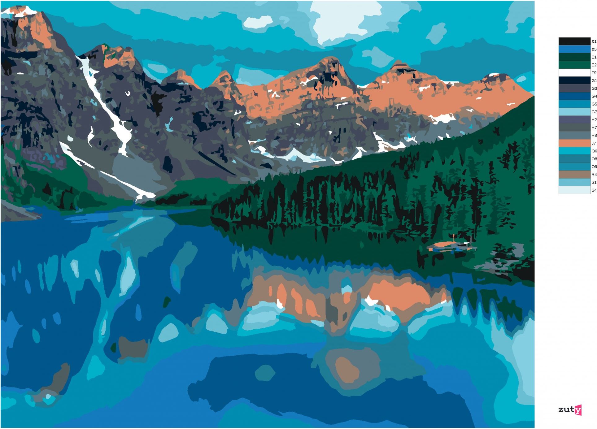 zuty Malování podle čísel - JEZERO A HORY - Rozměr: 40x50 cm, Rámování: Varianta: vypnuté plátno na rám - obrázek 5