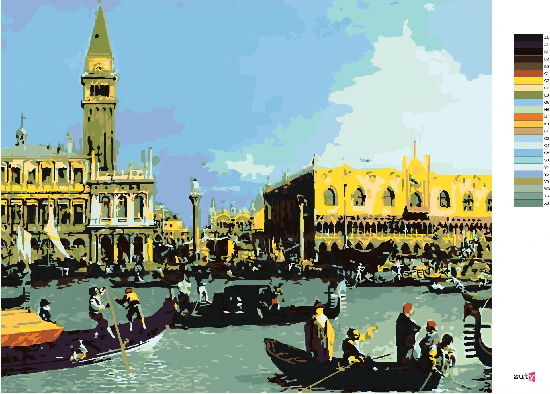 zuty Malování podle čísel - NÁVRAT BUCINTORA DO PŘÍSTAVU NA SVÁTEK NANEBEVSTOUPENÍ (CANALETTO) - Rozměr: 40x50 cm, Rámování: Varianta: vypnuté plátno na rám - obrázek 4