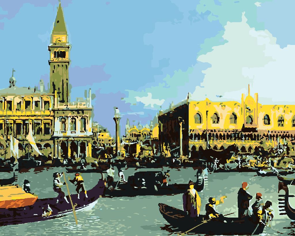 zuty Malování podle čísel - NÁVRAT BUCINTORA DO PŘÍSTAVU NA SVÁTEK NANEBEVSTOUPENÍ (CANALETTO) - Rozměr: 40x50 cm, Rámování: Varianta: vypnuté plátno na rám - obrázek 6