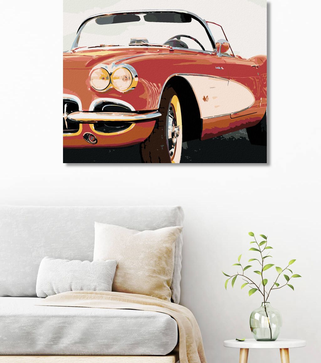 zuty Malování podle čísel - ČERVENÉ AUTO Z BLÍZKA - Rozměr: 40x50 cm, Rámování: Varianta: vypnuté plátno na rám - obrázek 7