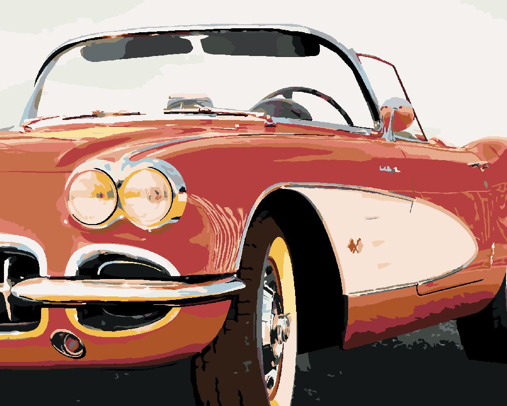 zuty Malování podle čísel - ČERVENÉ AUTO Z BLÍZKA - Rozměr: 40x50 cm, Rámování: Varianta: vypnuté plátno na rám - obrázek 8