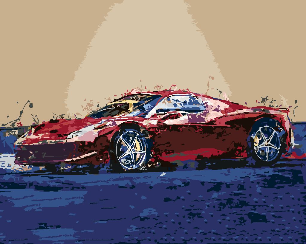 zuty Malování podle čísel - ČERVENÉ ABSTRAKTNÍ AUTO FERRARI - Rozměr: 40x50 cm, Rámování: Varianta: bez rámu a bez vypnutí plátna - obrázek 3