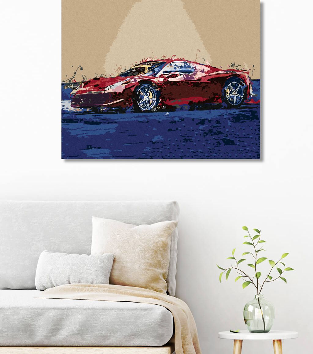 zuty Malování podle čísel - ČERVENÉ ABSTRAKTNÍ AUTO FERRARI - Rozměr: 40x50 cm, Rámování: Varianta: bez rámu a bez vypnutí plátna - obrázek 7