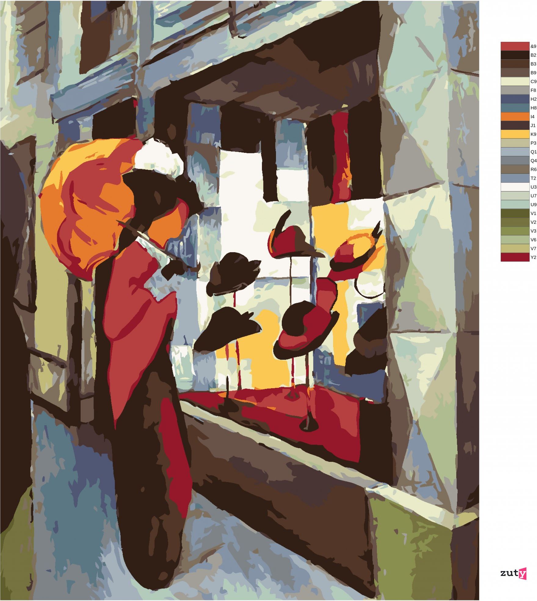 zuty Malování podle čísel - OBCHOD S KLOBOUKY (AUGUST MACKE) - Rozměr: 40x50 cm, Rámování: Varianta: bez rámu a bez vypnutí plátna - obrázek 6