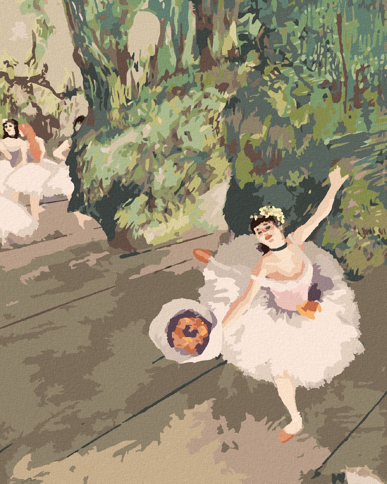 zuty Malování podle čísel - TANEČNICE S KYTICÍ KVĚTIN (EDGAR DEGAS) - Rozměr: 40x50 cm, Rámování: Varianta: bez rámu a bez vypnutí plátna - obrázek 1