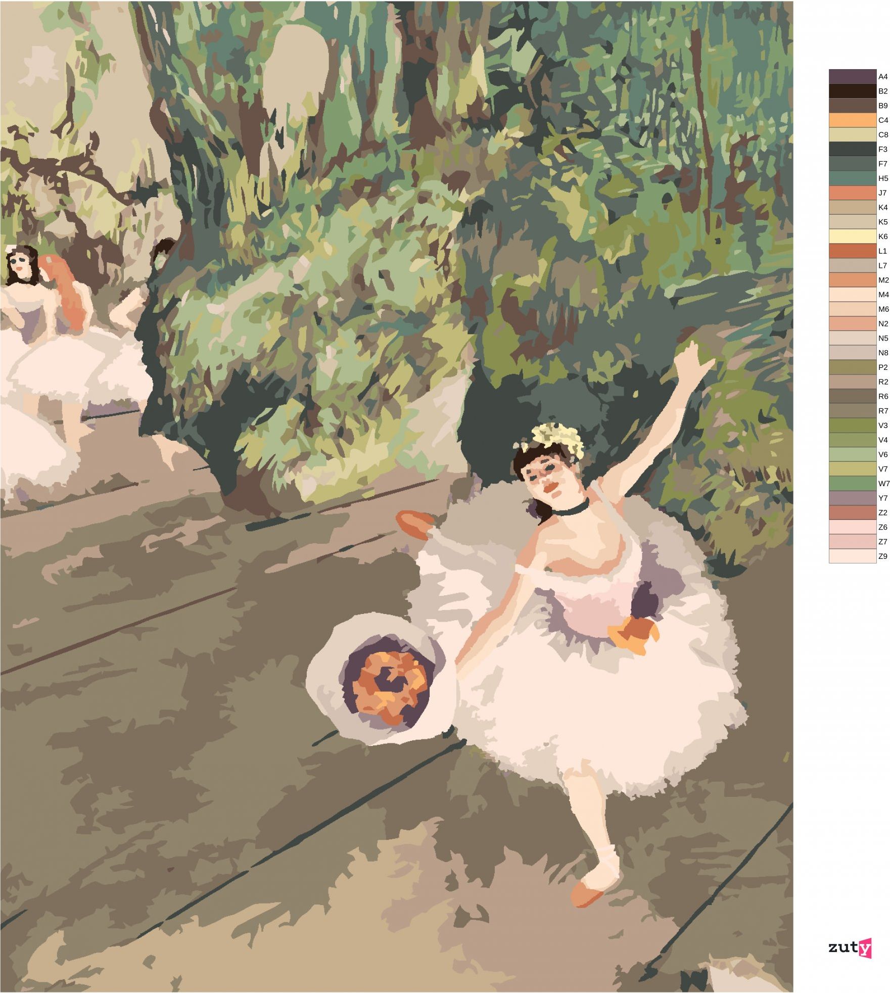 zuty Malování podle čísel - TANEČNICE S KYTICÍ KVĚTIN (EDGAR DEGAS) - Rozměr: 40x50 cm, Rámování: Varianta: bez rámu a bez vypnutí plátna - obrázek 8