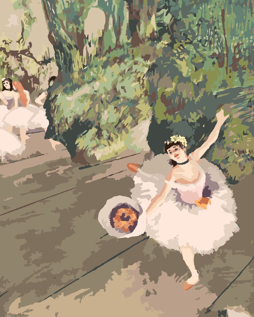 zuty Malování podle čísel - TANEČNICE S KYTICÍ KVĚTIN (EDGAR DEGAS) - Rozměr: 40x50 cm, Rámování: Varianta: bez rámu a bez vypnutí plátna - obrázek 9