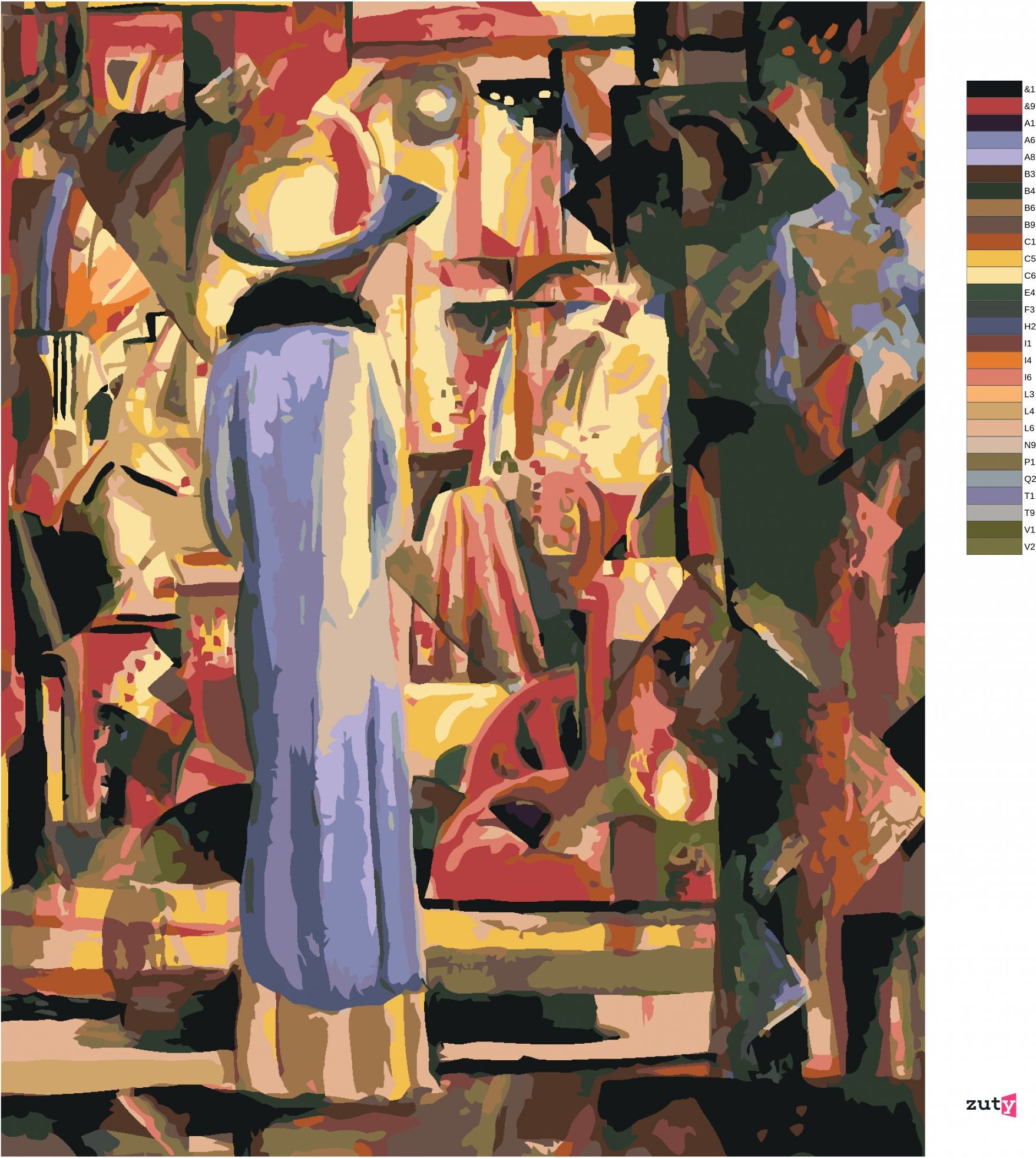 zuty Malování podle čísel - VELKÁ SVĚTLÁ VÝLOHA (AUGUST MACKE) - Rozměr: 40x50 cm, Rámování: Varianta: vypnuté plátno na rám - obrázek 3