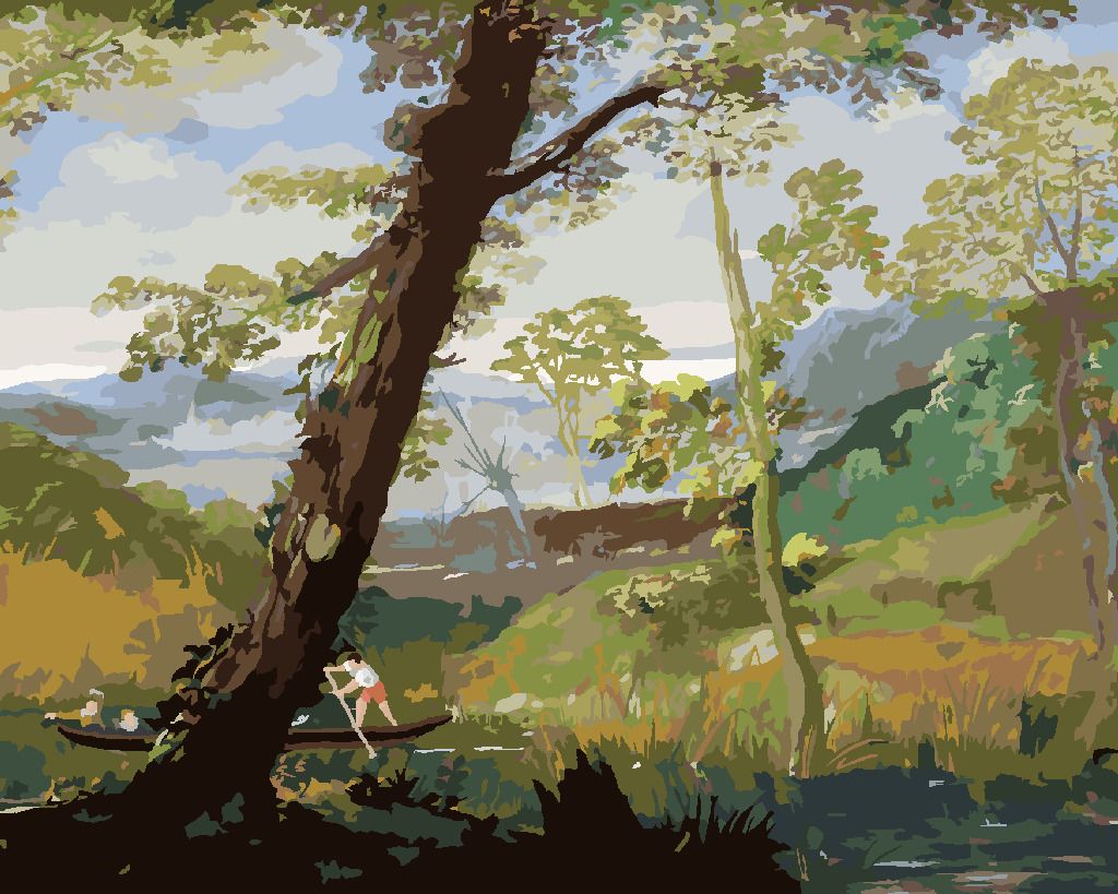 zuty Malování podle čísel - ŘÍČNÍ KRAJINA (ANNIBALE CARRACCI) - Rozměr: 40x50 cm, Rámování: Varianta: vypnuté plátno na rám - obrázek 5