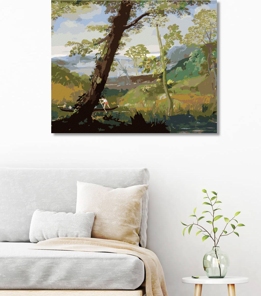 zuty Malování podle čísel - ŘÍČNÍ KRAJINA (ANNIBALE CARRACCI) - Rozměr: 40x50 cm, Rámování: Varianta: vypnuté plátno na rám - obrázek 7