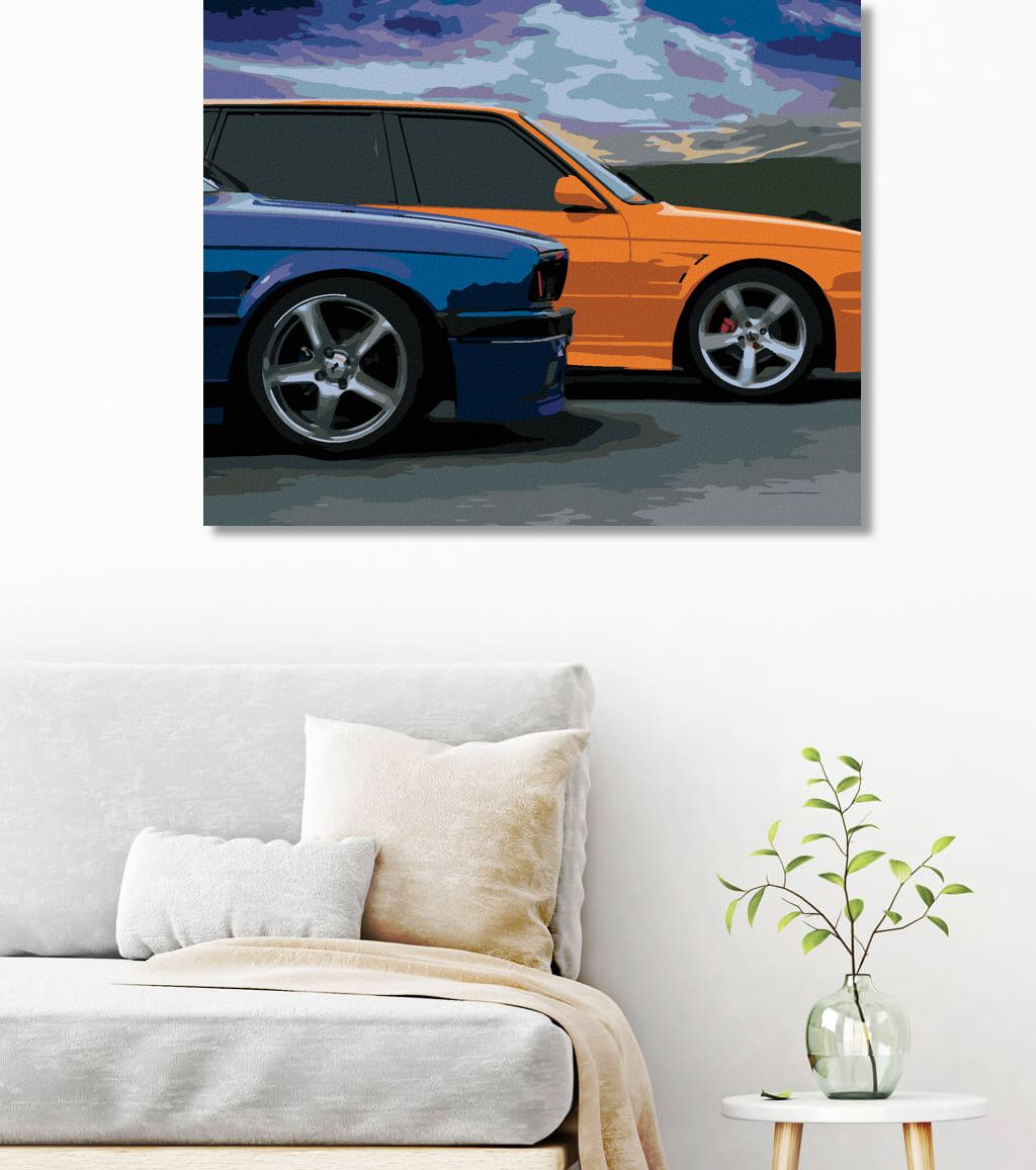 zuty Malování podle čísel - DVĚ BAREVNÁ AUTA - Rozměr: 40x50 cm, Rámování: Varianta: bez rámu a bez vypnutí plátna - obrázek 10