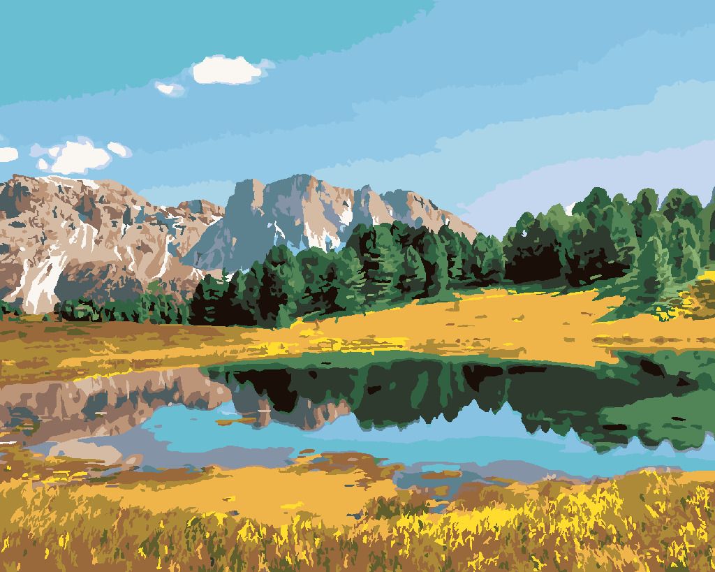 zuty Malování podle čísel - LES, HORY A JEZERO - Rozměr: 40x50 cm, Rámování: Varianta: vypnuté plátno na rám - obrázek 5